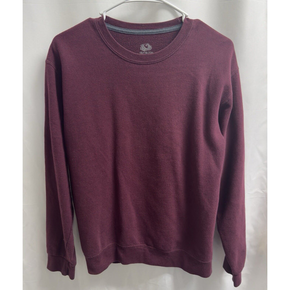 Fruit of the Loom Sweatshirt Mens Small Burgundy Long Sleeve Tagless Casual - Picture 1 of 6
